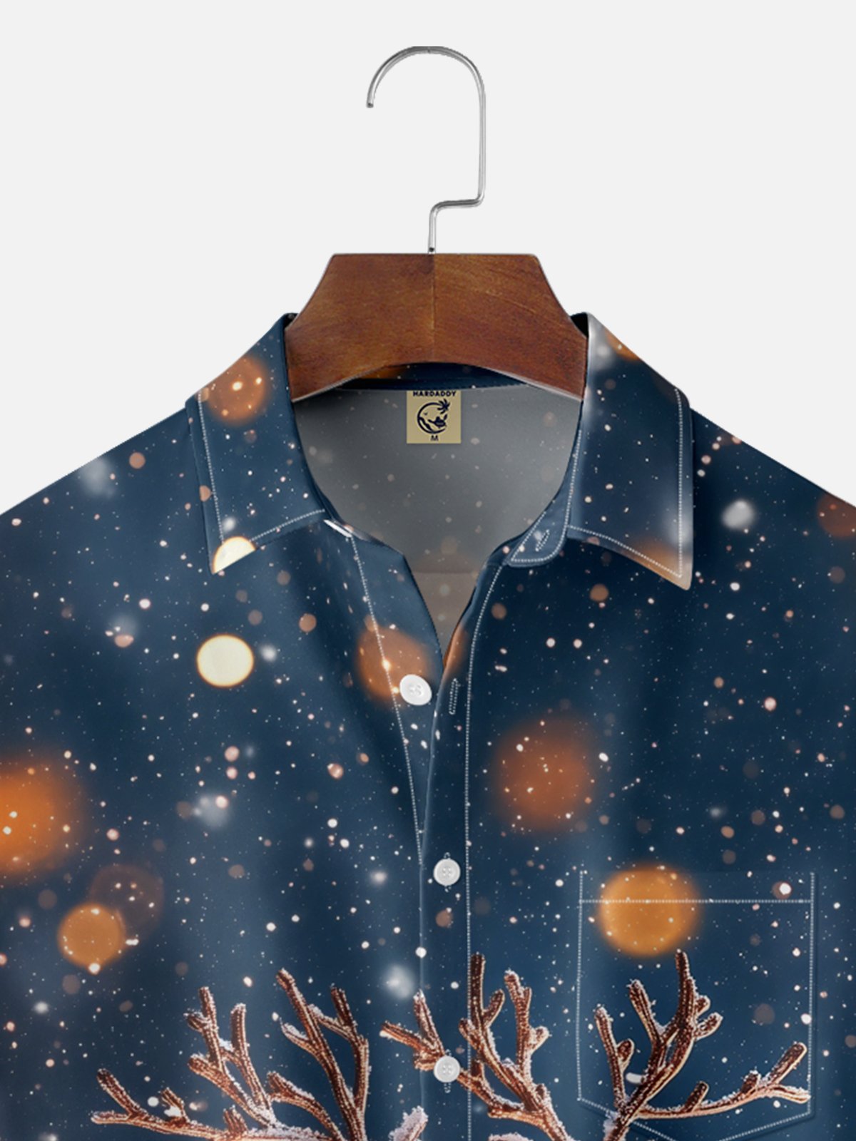 Moisture-wicking Christmas Reindeer Chest Pocket Casual Shirt