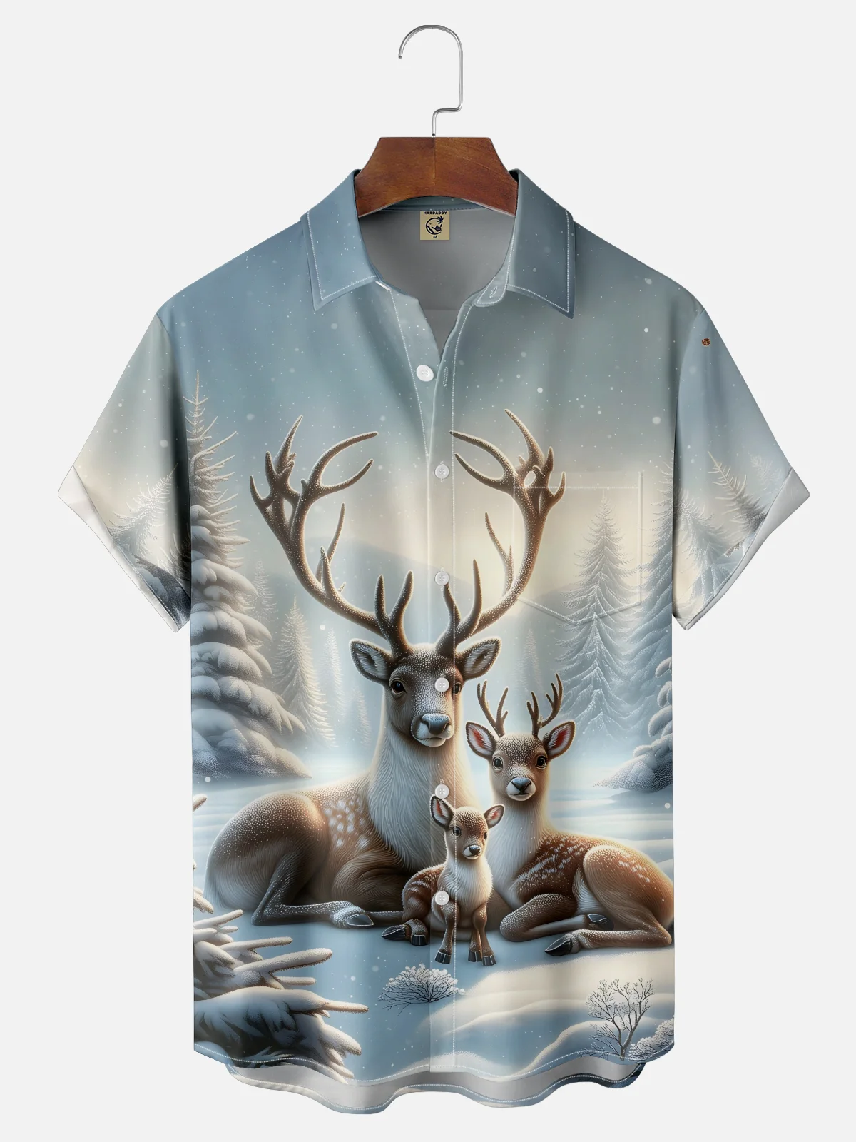 Moisture-wicking Reindeer Chest Pocket Casual Shirt