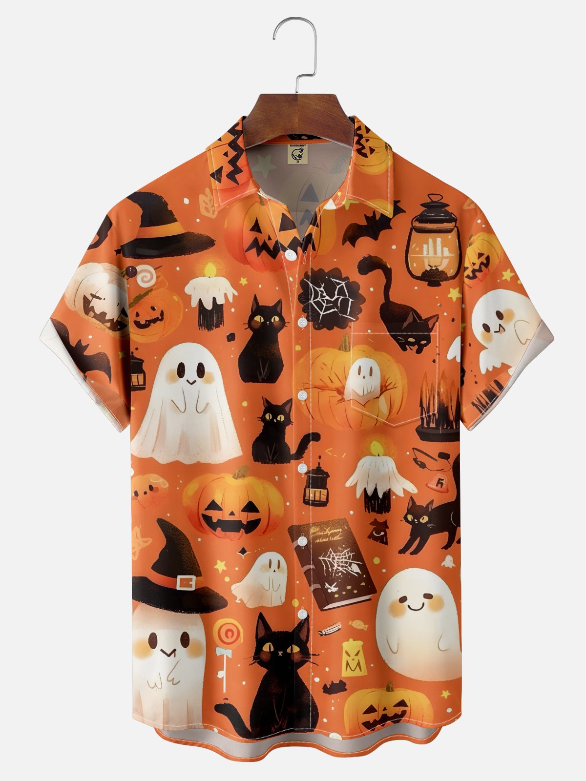 Moisture-wicking Halloween Ghost Chest Pocket Casual Shirt