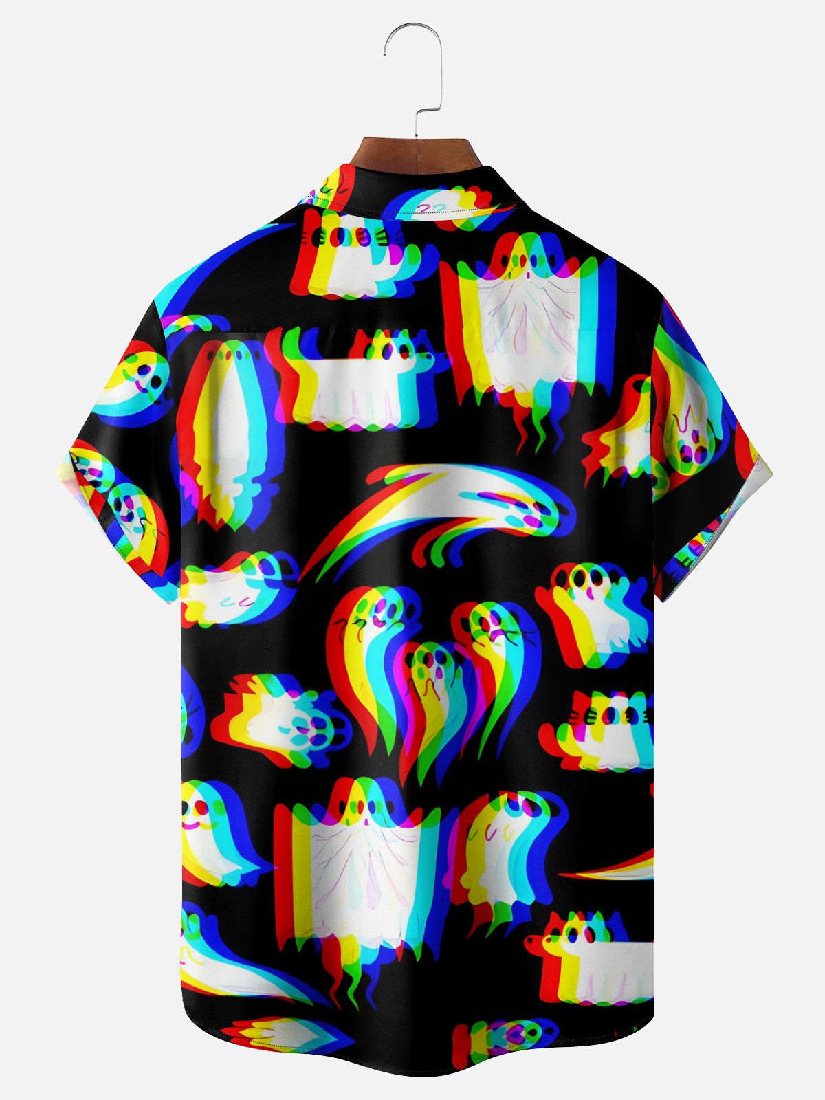 Moisture-wicking Halloween Ghost Chest Pocket Casual Shirt
