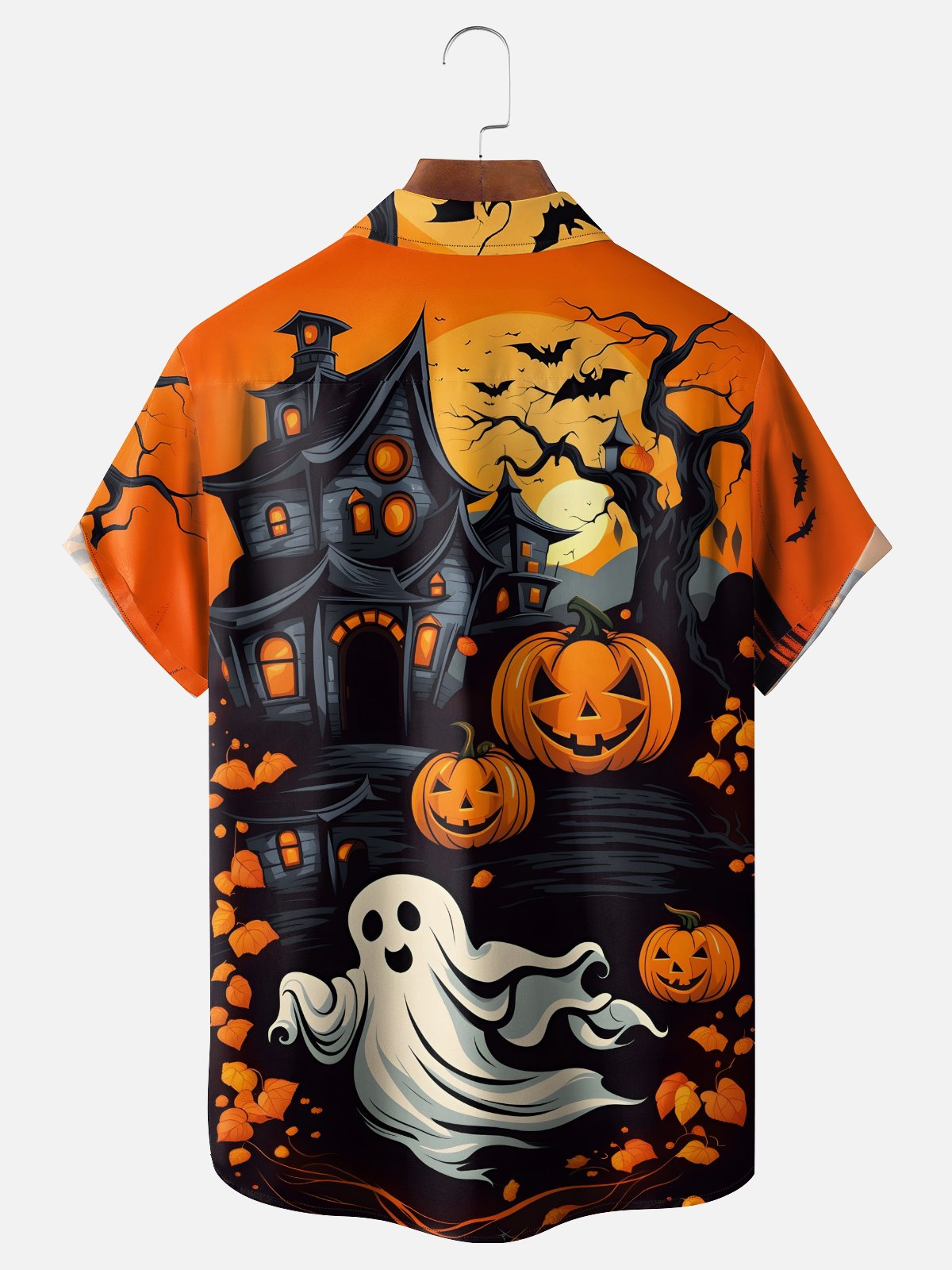 Moisture-wicking Halloween Ghost Chest Pocket Casual Shirt