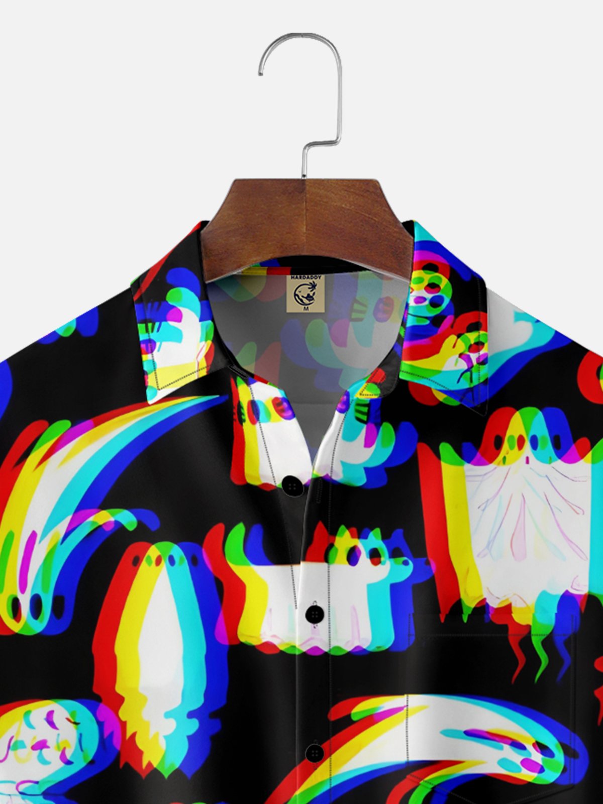 Moisture-wicking Halloween Ghost Chest Pocket Casual Shirt