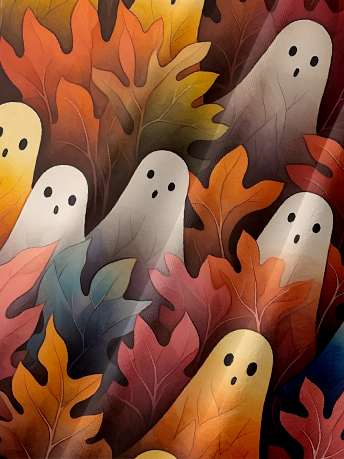 Moisture-Wicking Halloween Ghost Chest Pocket Hawaiian Shirt
