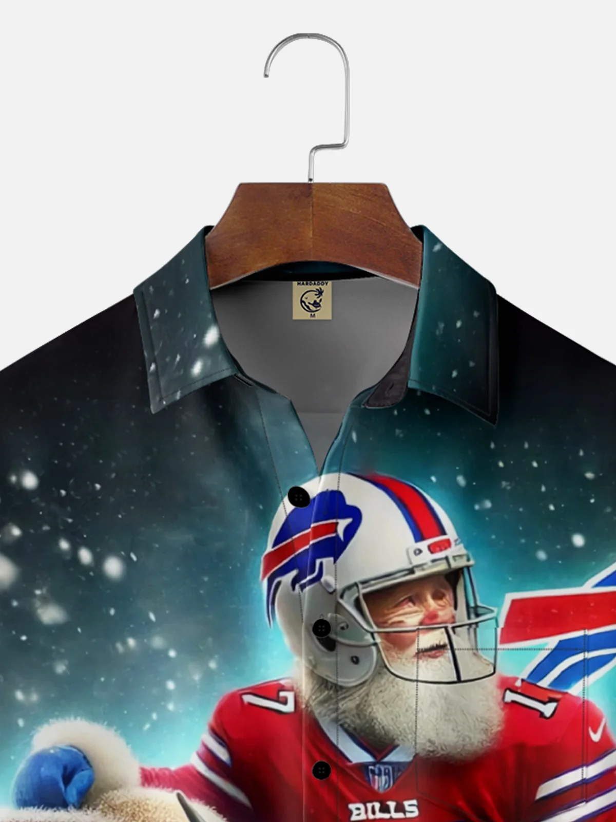 Moisture Wicking Football Game Buffalo Bills Santa Chest Pocket Hawaiian Shirt