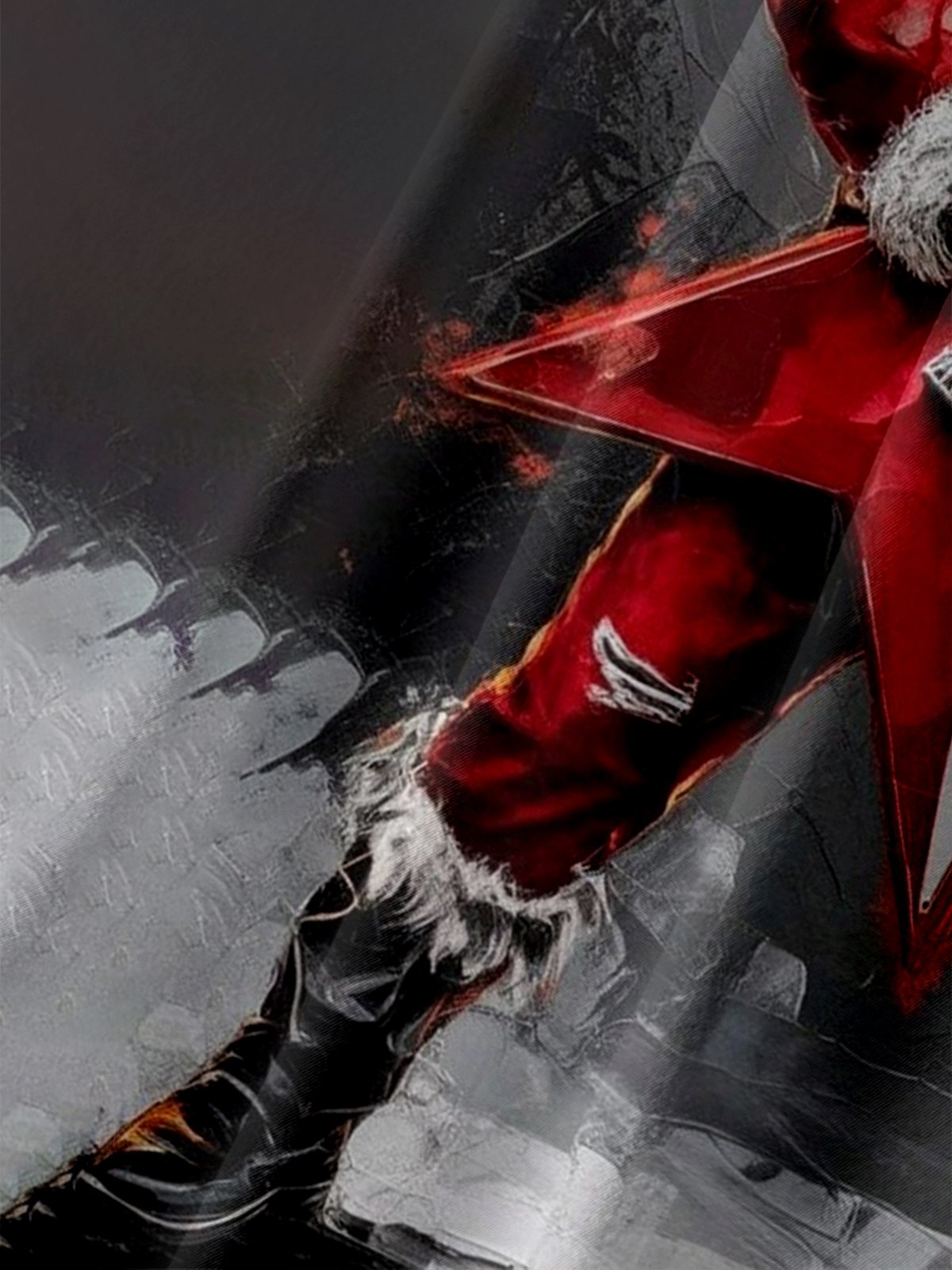 Moisture-wicking Christmas Santa Claus Rock Music Guitar Chest Pocket Casual Shirt