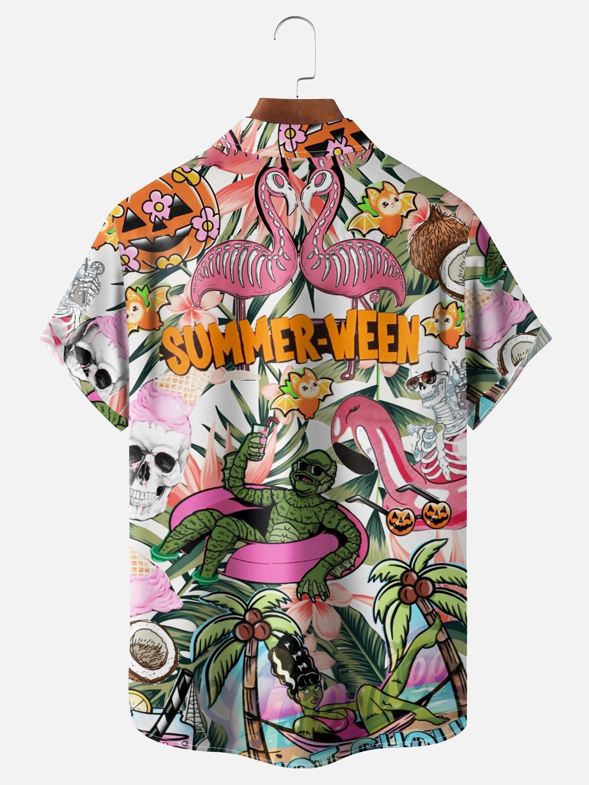 Moisture-wicking Summer Halloween Chest Pocket Casual Shirt