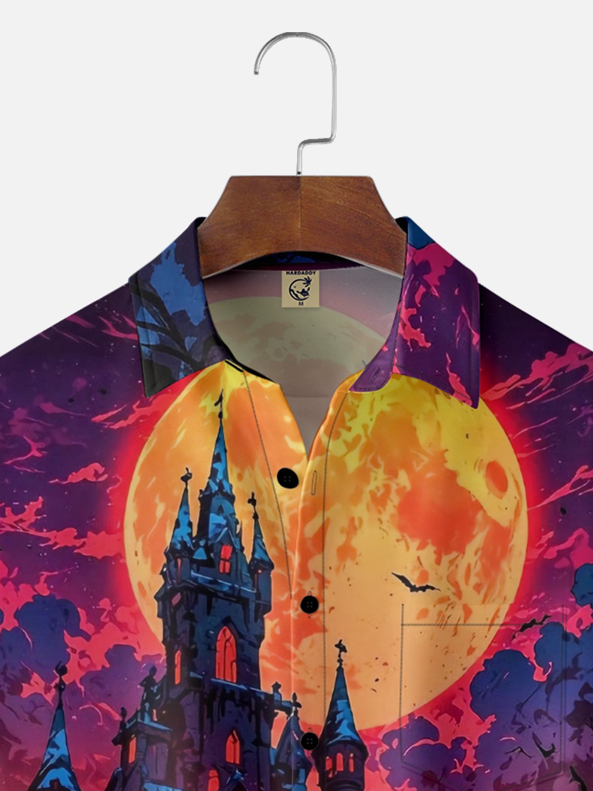 Moisture-wicking Halloween Castle Skeleton Chest Pocket Casual Shirt