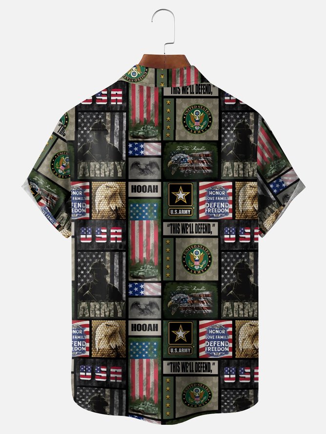 Tall Size Moisture-Wicking US Army, Navy, And Air Force Chest Pocket Hawaiian Shirt