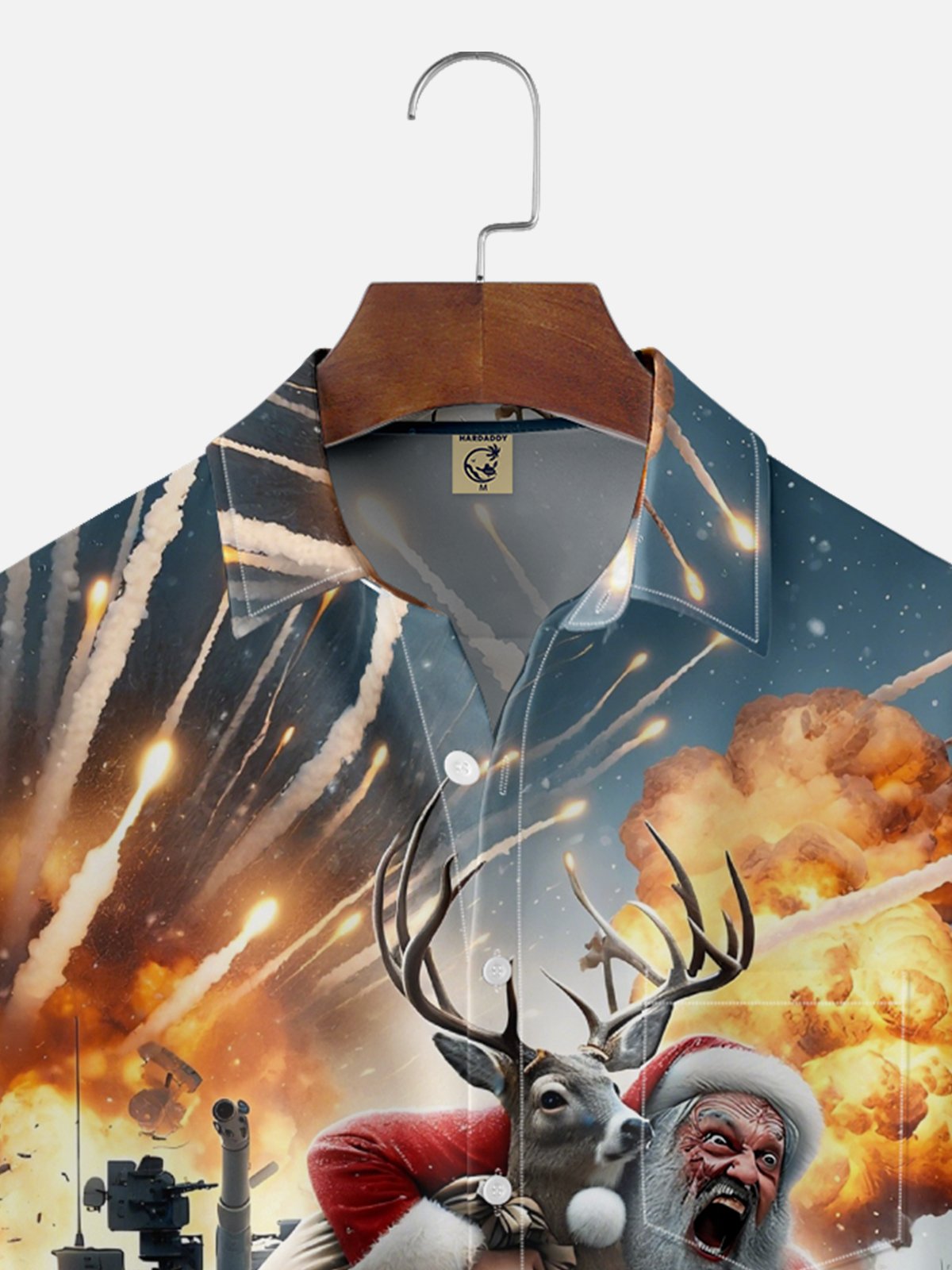 Moisture Wicking Christmas Army Santa Chest Pocket Hawaiian Shirt