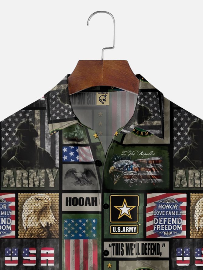 Tall Size Moisture-Wicking US Army, Navy, And Air Force Chest Pocket Hawaiian Shirt