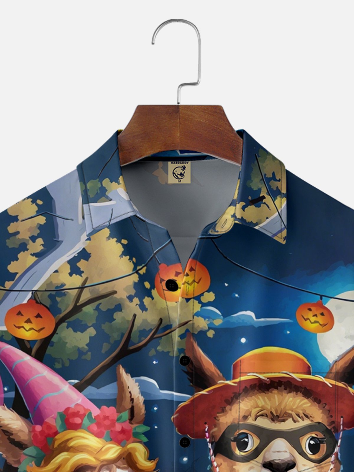 Moisture-Wicking Halloween Pumpkin Alpaca Chest Pocket Hawaiian Shirt