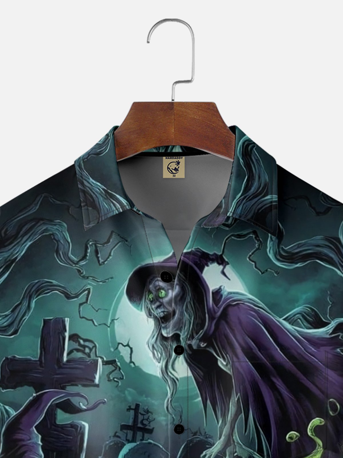 Moisture-wicking Halloween Pumpkin Witch Fun Chest Pocket Casual Shirt