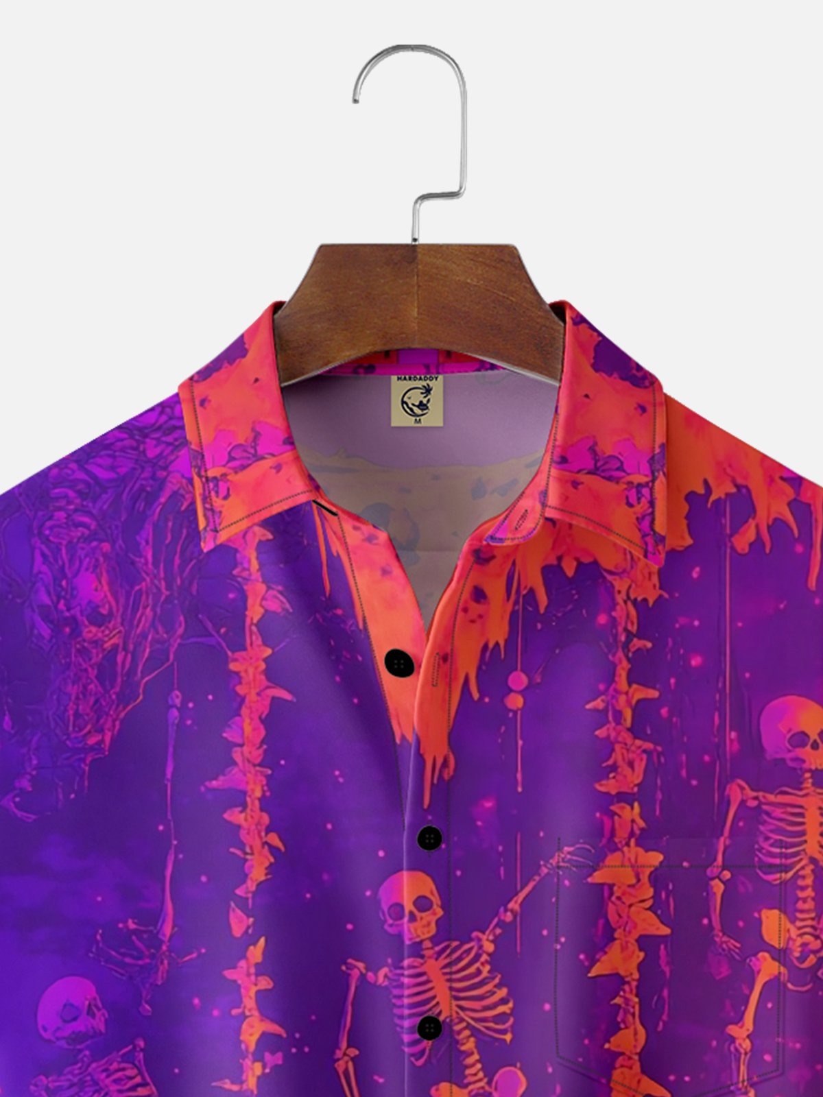 Moisture-wicking Halloween Skull Art Avant-garde Chest Pocket Casual Shirt