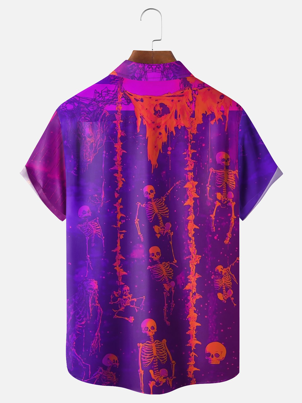 Moisture-wicking Halloween Skull Art Avant-garde Chest Pocket Casual Shirt