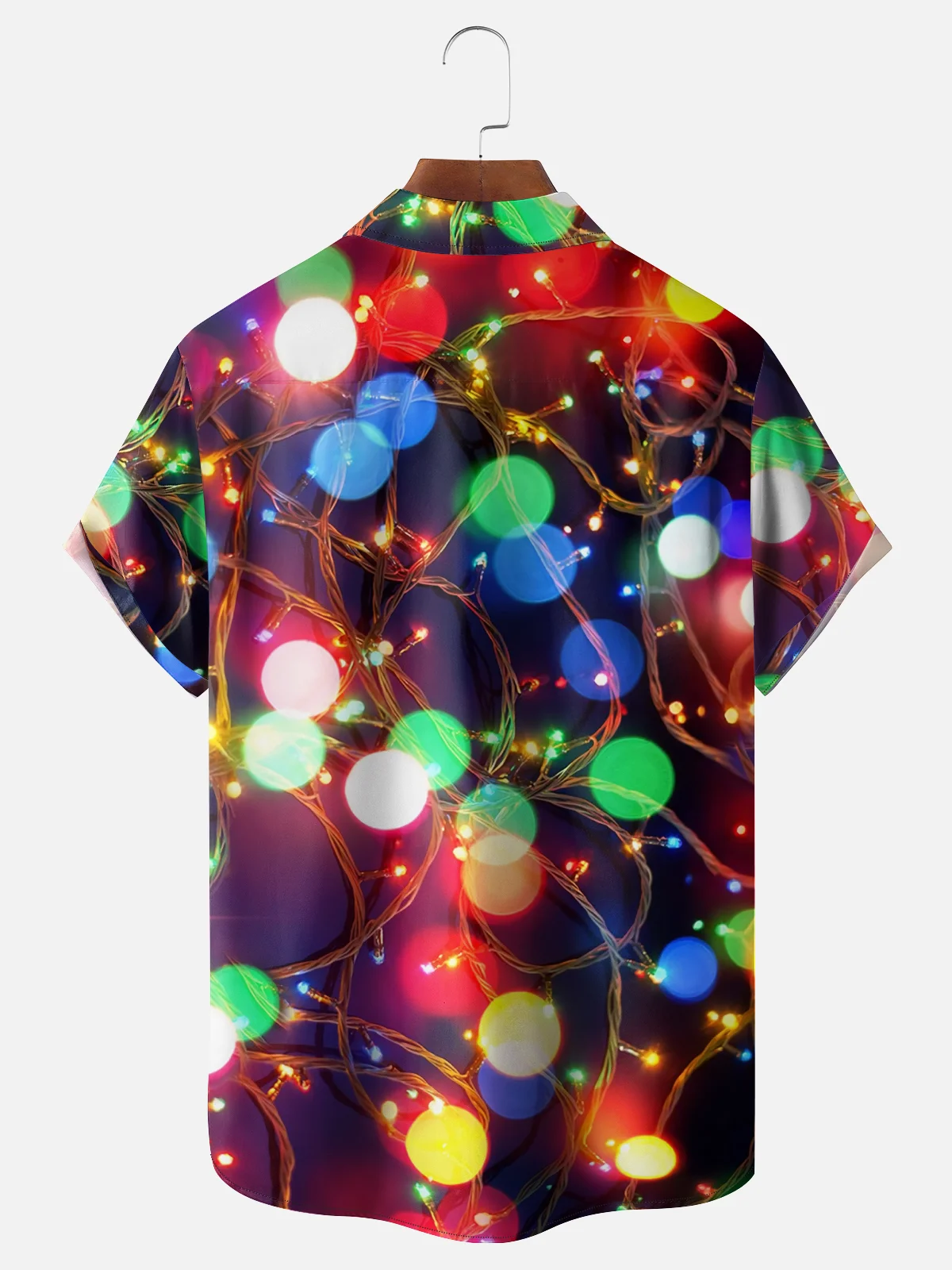 Moisture-wicking Christmas Tree Lights Fun Chest Pocket Casual Shirt