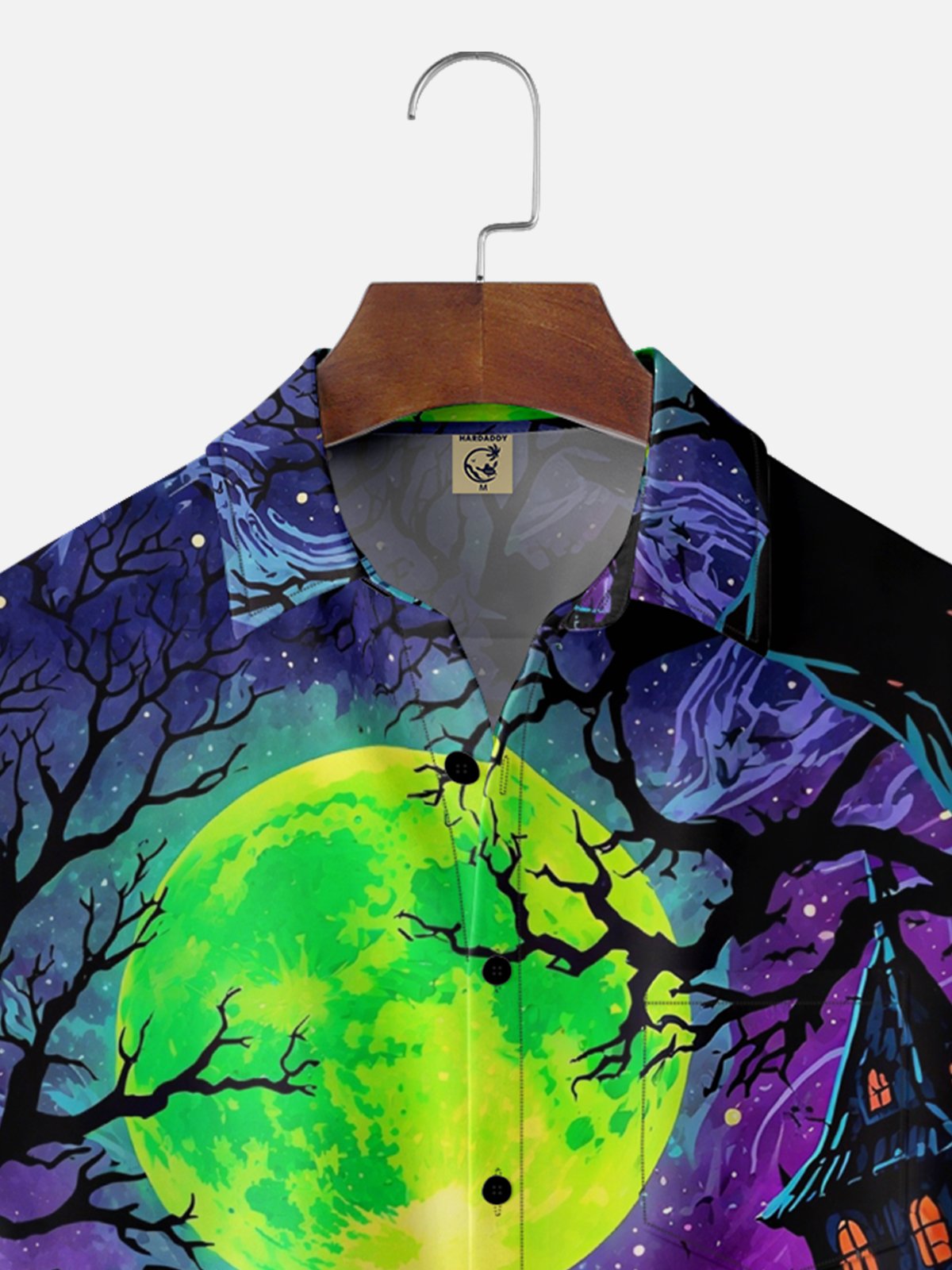 Moisture-wicking Halloween Pumpkin Graveyard Fun Chest Pocket Casual Shirt