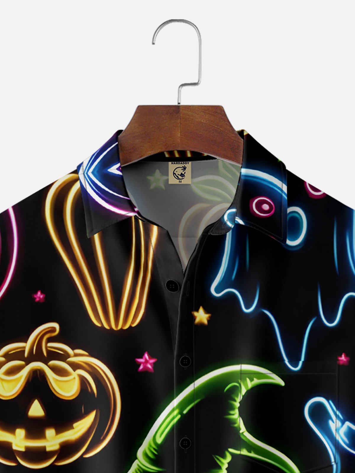 Moisture-wicking Halloween Pumpkin Witch Hat Fun Chest Pocket Casual Shirt