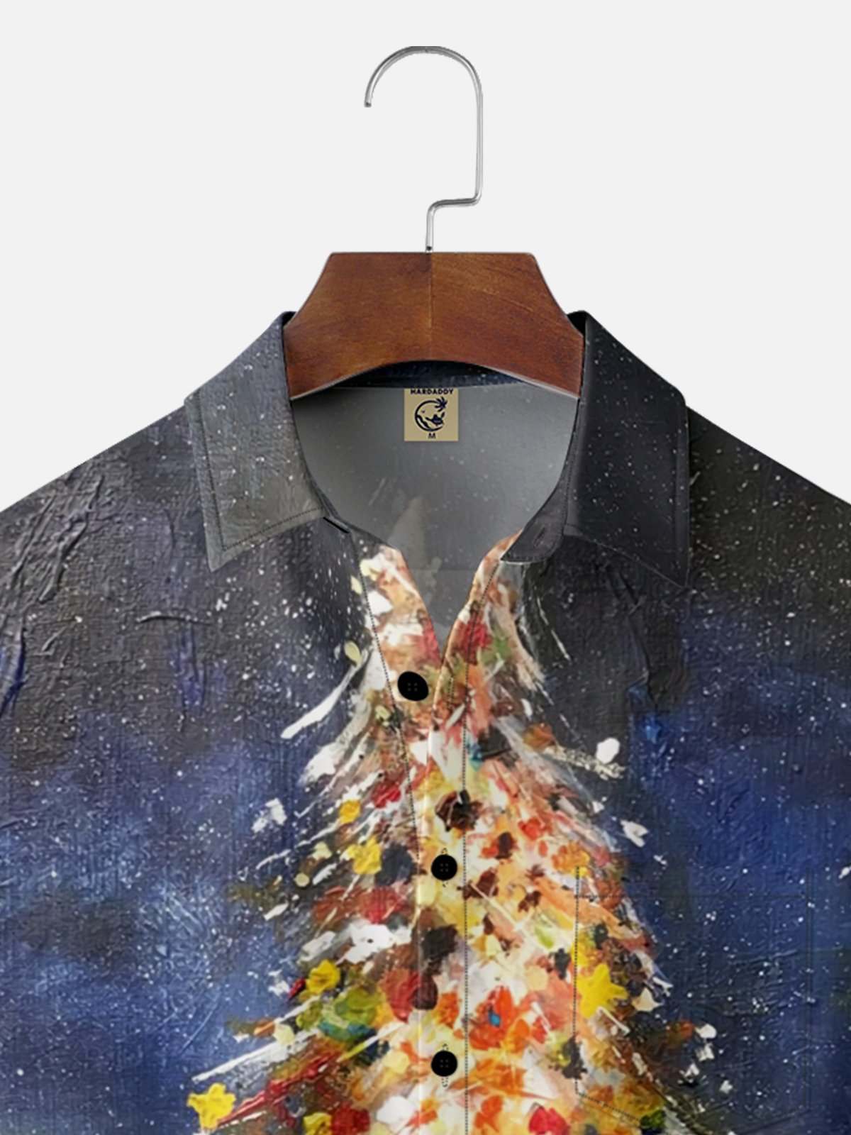 Moisture-wicking Christmas Tree Art Light Strip Chest Pocket Casual Shirt
