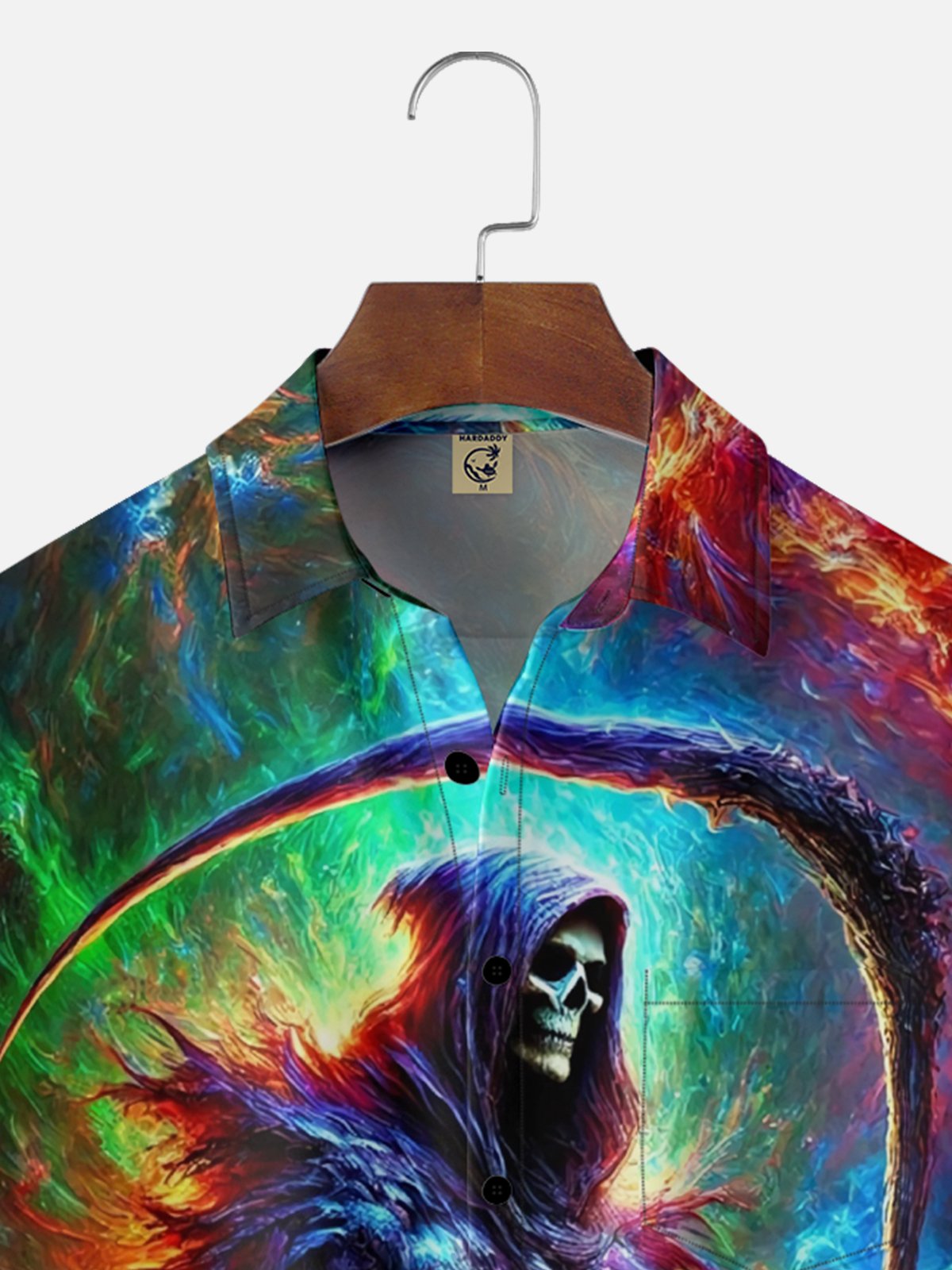 Moisture-wicking Halloween Grim Reaper Art Fun Chest Pocket Casual Shirt