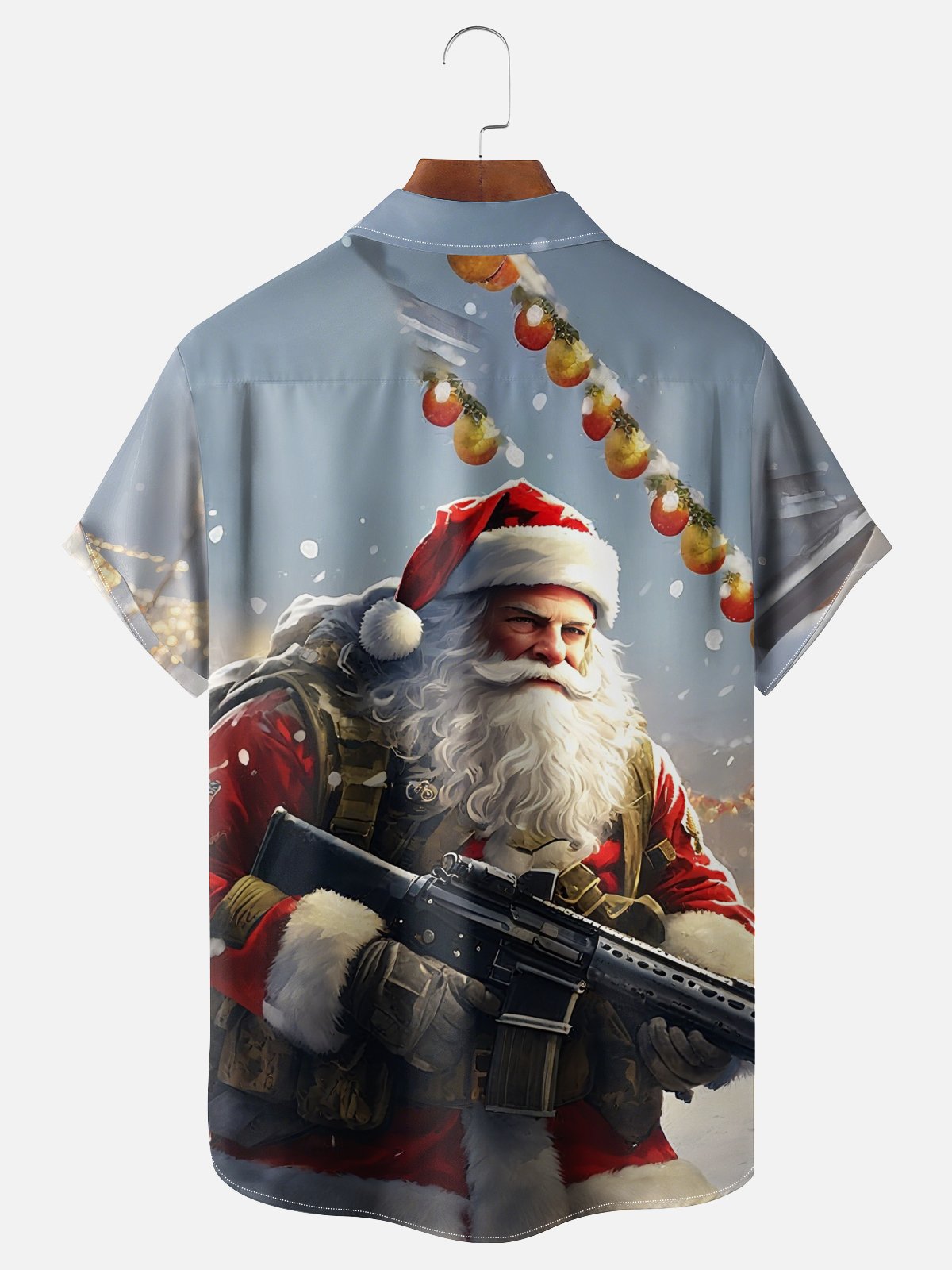 Moisture Wicking Christmas Army Santa Chest Pocket Hawaiian Shirt