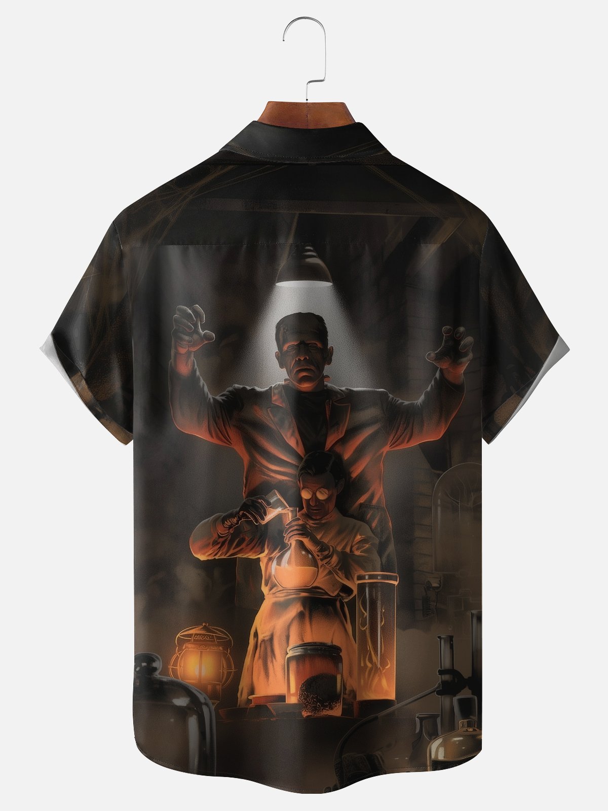 Moisture-wicking Halloween Monster Chest Pocket Casual Shirt
