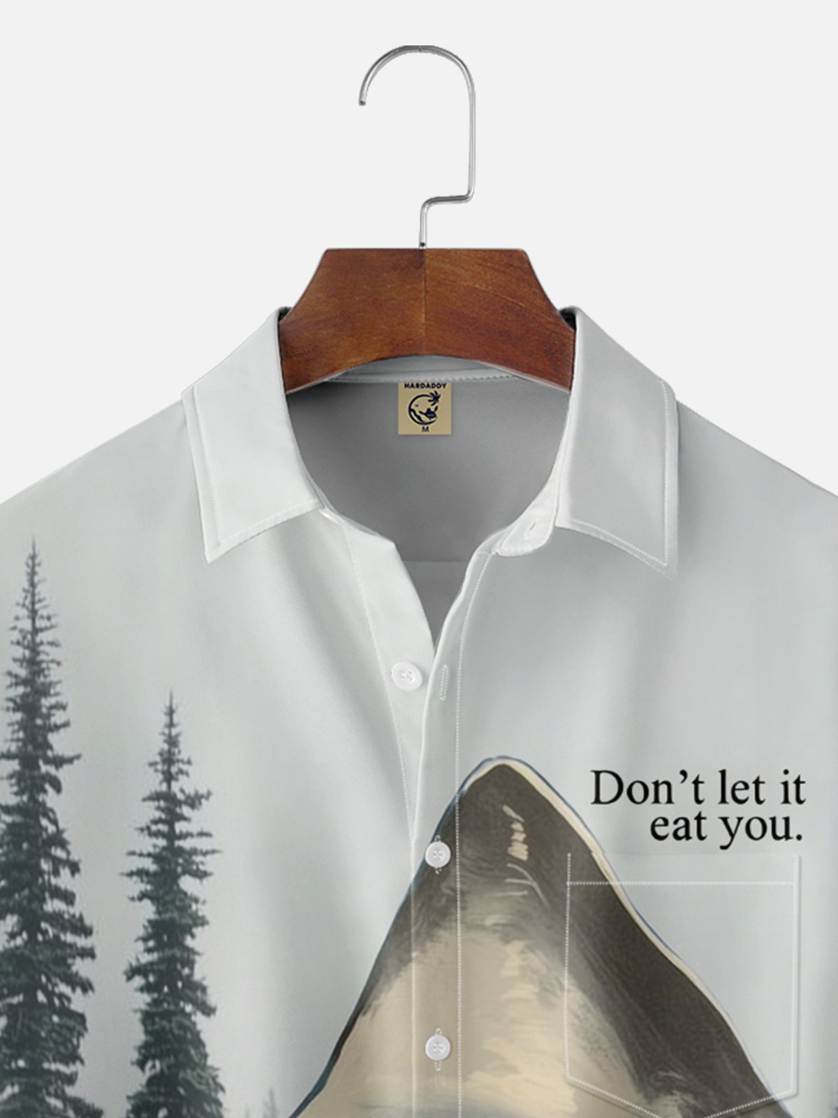 Moisture-wicking Halloween Ghost Shark Chest Pocket Casual Shirt