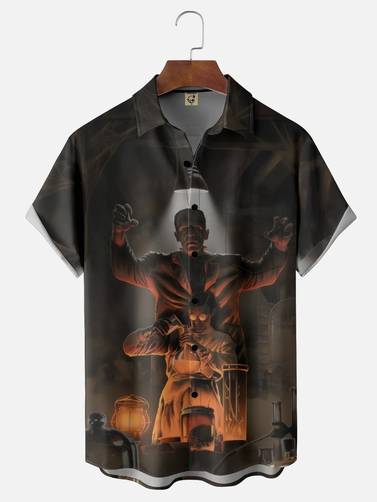 Moisture-wicking Halloween Monster Chest Pocket Casual Shirt