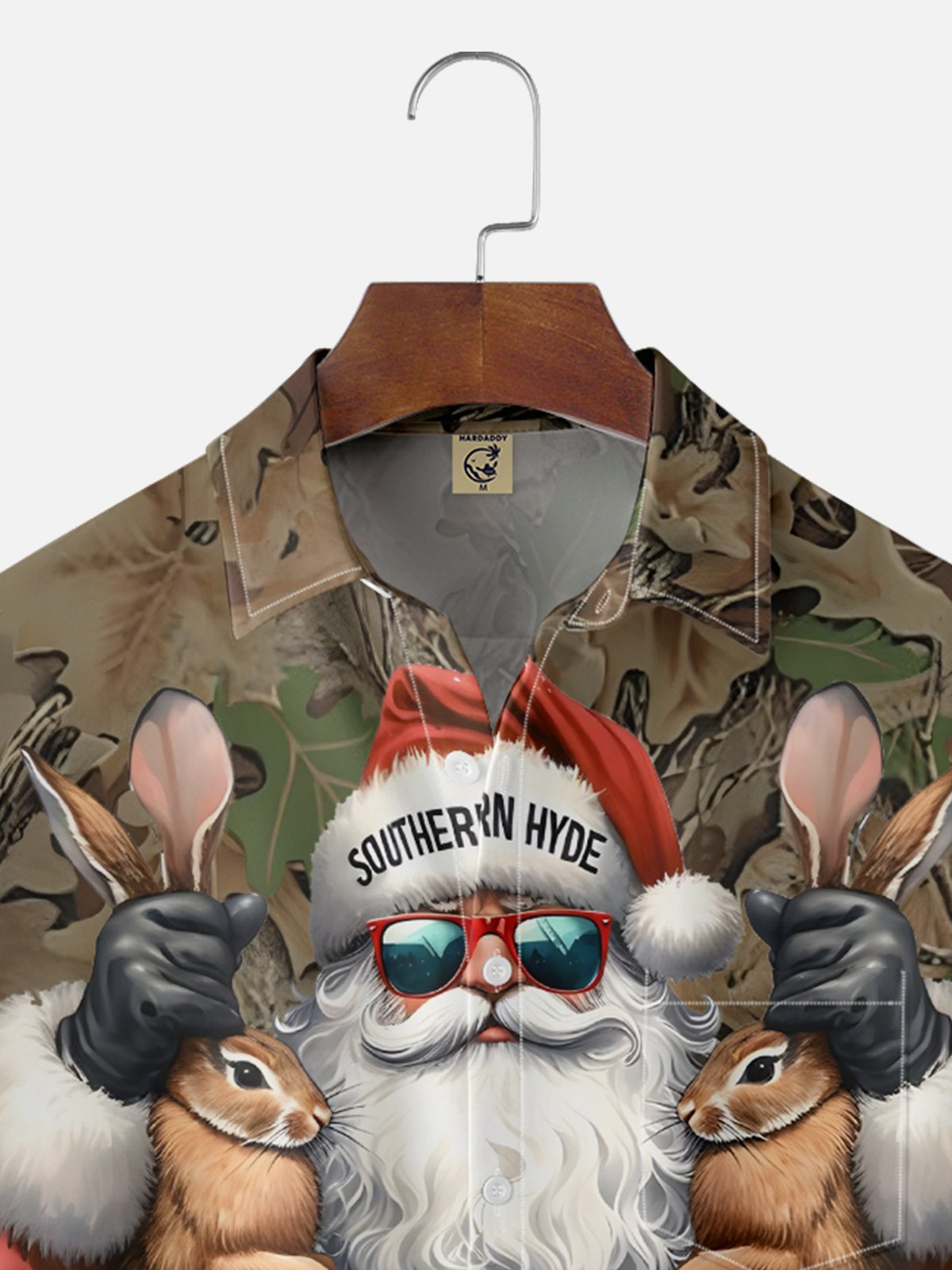 Moisture-Wicking Christmas Santa Hunting Rabbit Chest Pocket Hawaiian Shirt
