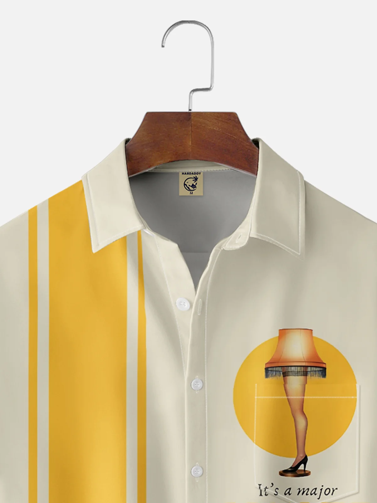 Moisture-Wicking Christmas Christmas Story Leg Lights Holiday Chest Pocket Bowling Shirt