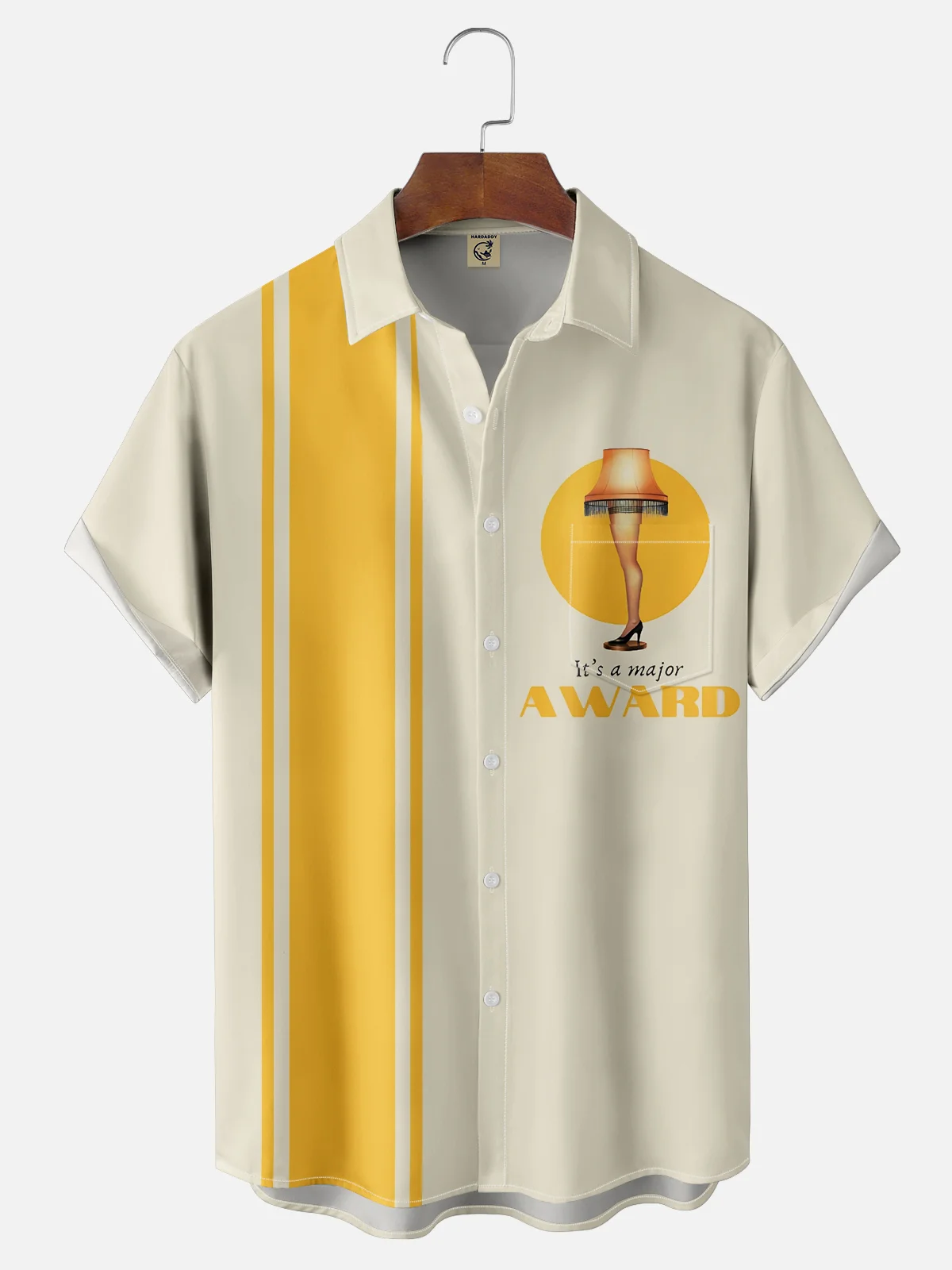 Moisture-Wicking Christmas Christmas Story Leg Lights Holiday Chest Pocket Bowling Shirt