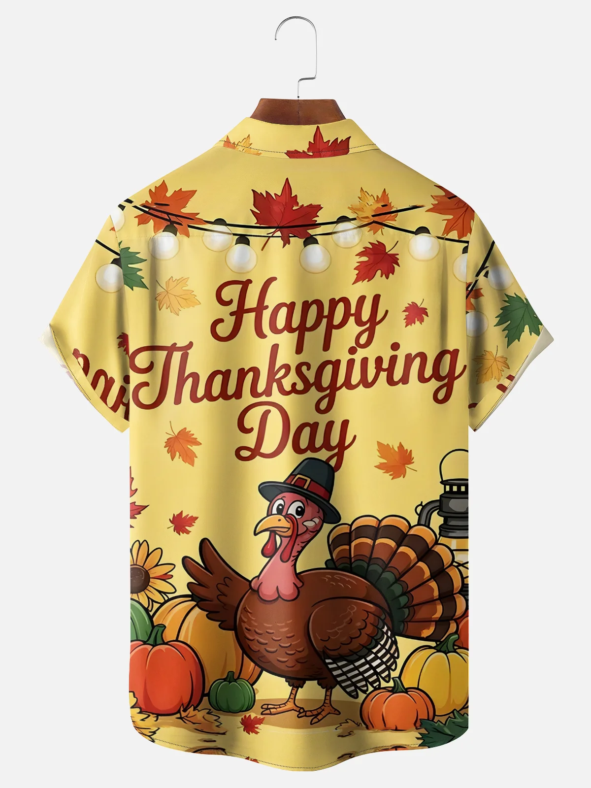 Moisture-Wicking Thanksgiving Turkey Chest Pocket Hawaiian Shirt