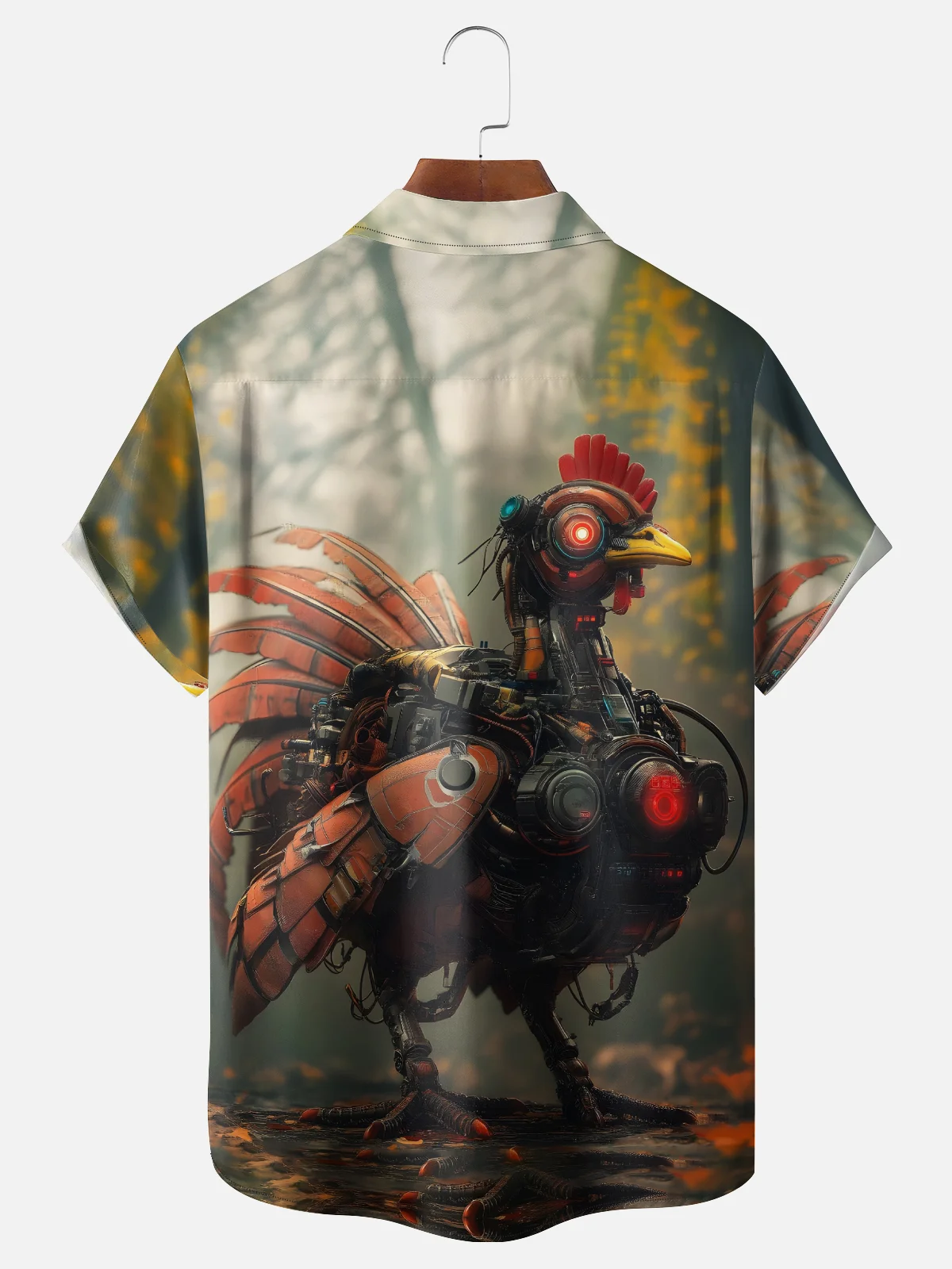 Moisture Wicking Thanksgiving Mechanical Turkey Breast Pocket Hawaiian Shirt