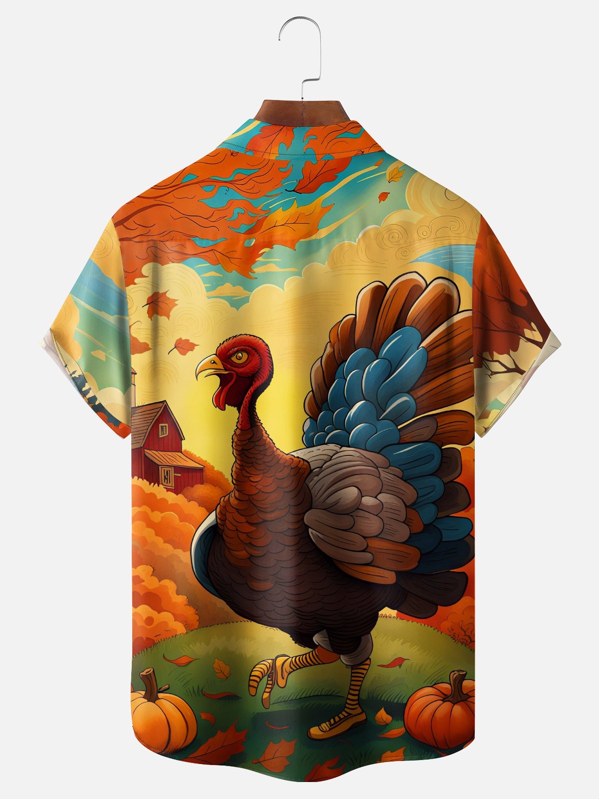 Moisture-wicking Thanksgiving Turkey Gobble Wobble Chest Pocket Casual Shirt