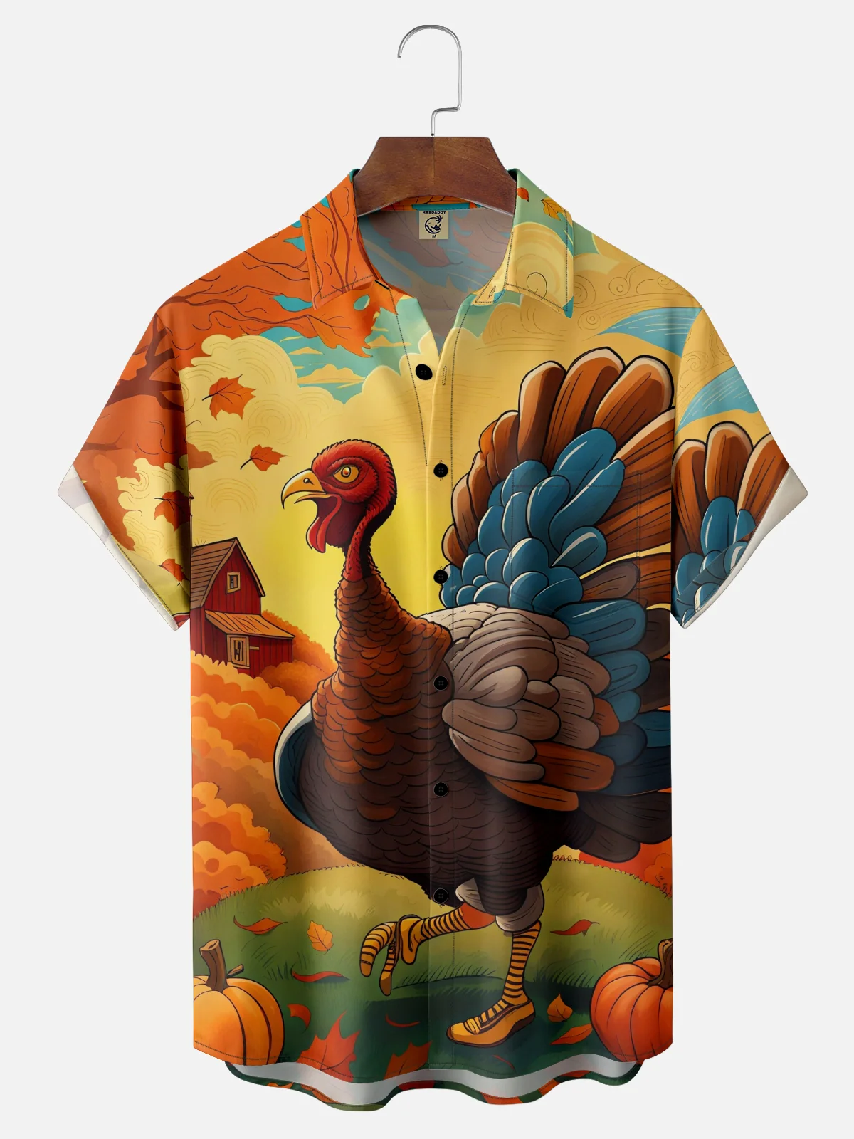 Moisture-wicking Thanksgiving Turkey Gobble Wobble Chest Pocket Casual Shirt