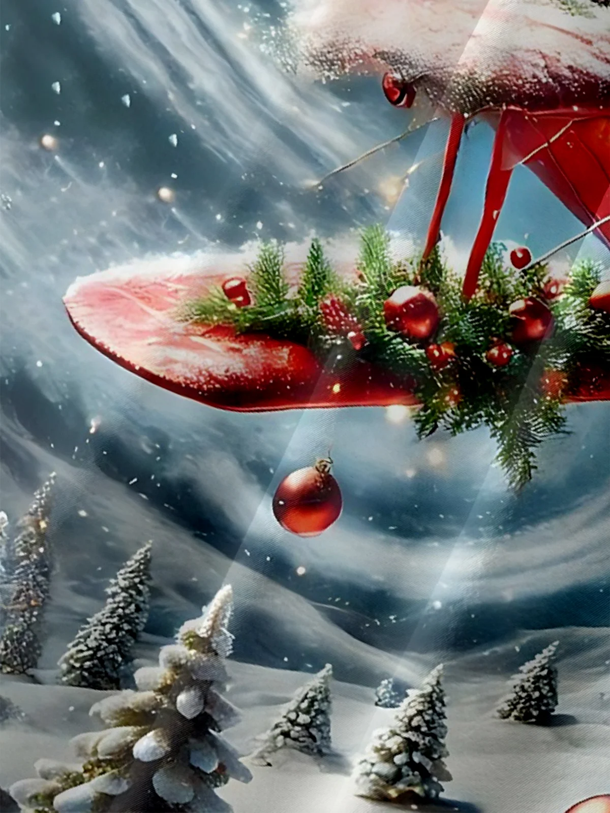 Moisture-wicking Christmas Santa Claus Airplane Christmas Tree Chest Pocket Casual Shirt