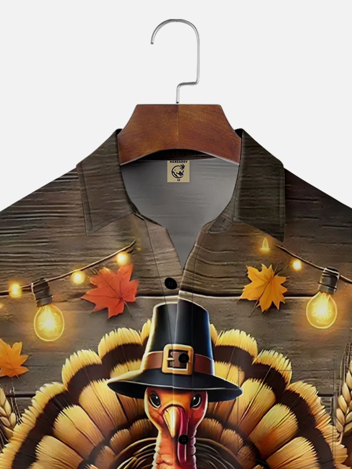 Moisture Wicking Thanksgiving Turkey Chest Pocket Hawaiian Shirt