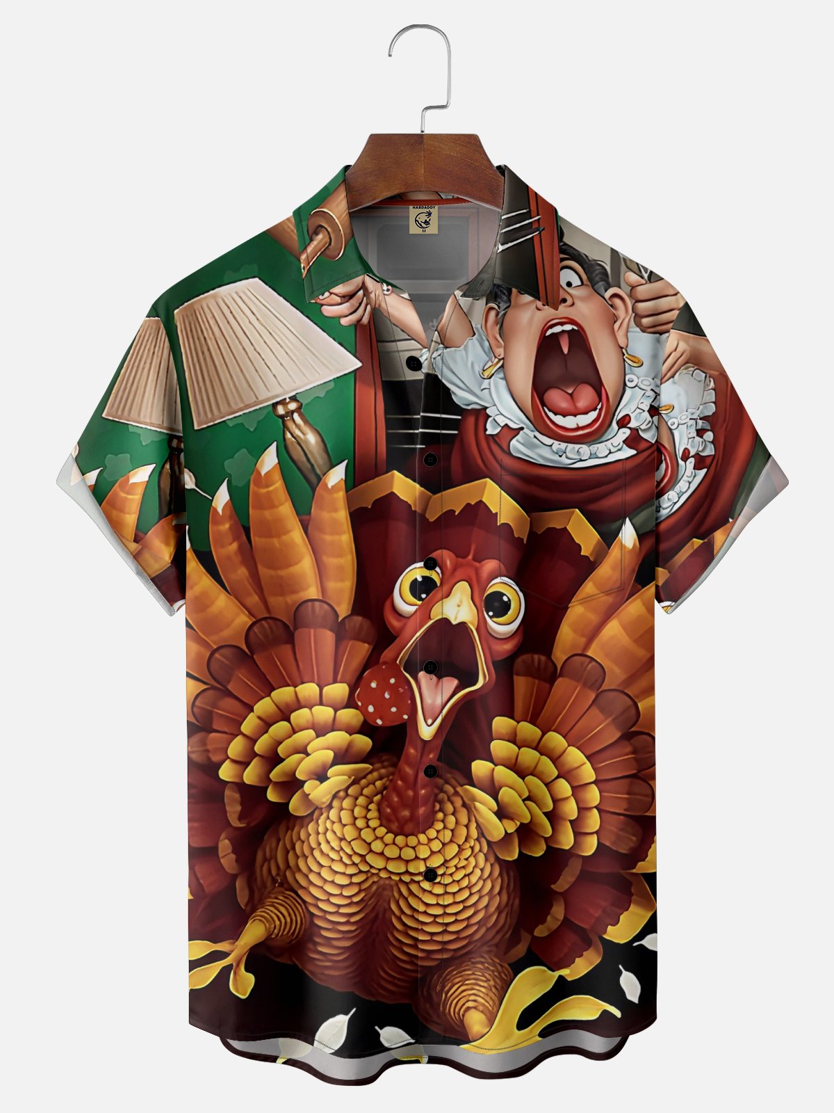 Moisture Wicking Funny Thanksgiving Turkey Chest Pocket Hawaiian Shirt
