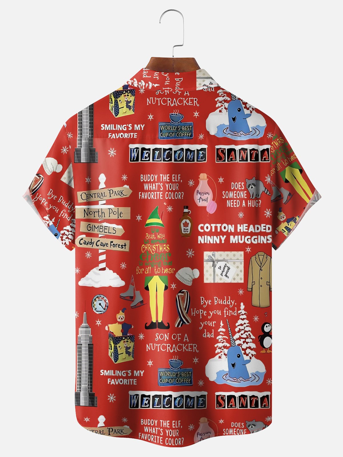 Moisture-Wicking Christmas Holiday Christmas Tree Elf Chest Pocket Hawaiian Shirt