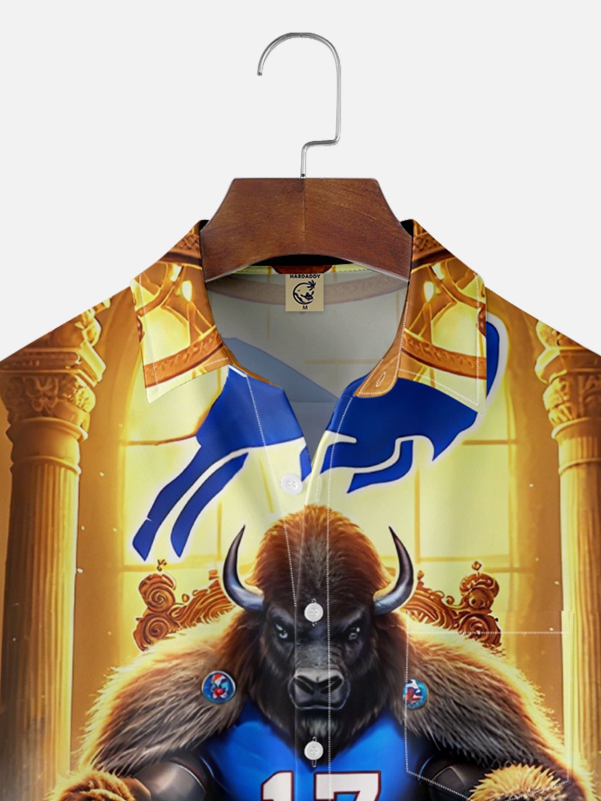 Moisture-wicking American Football New York State Art Buffalo Chest Pocket Casual Shirt
