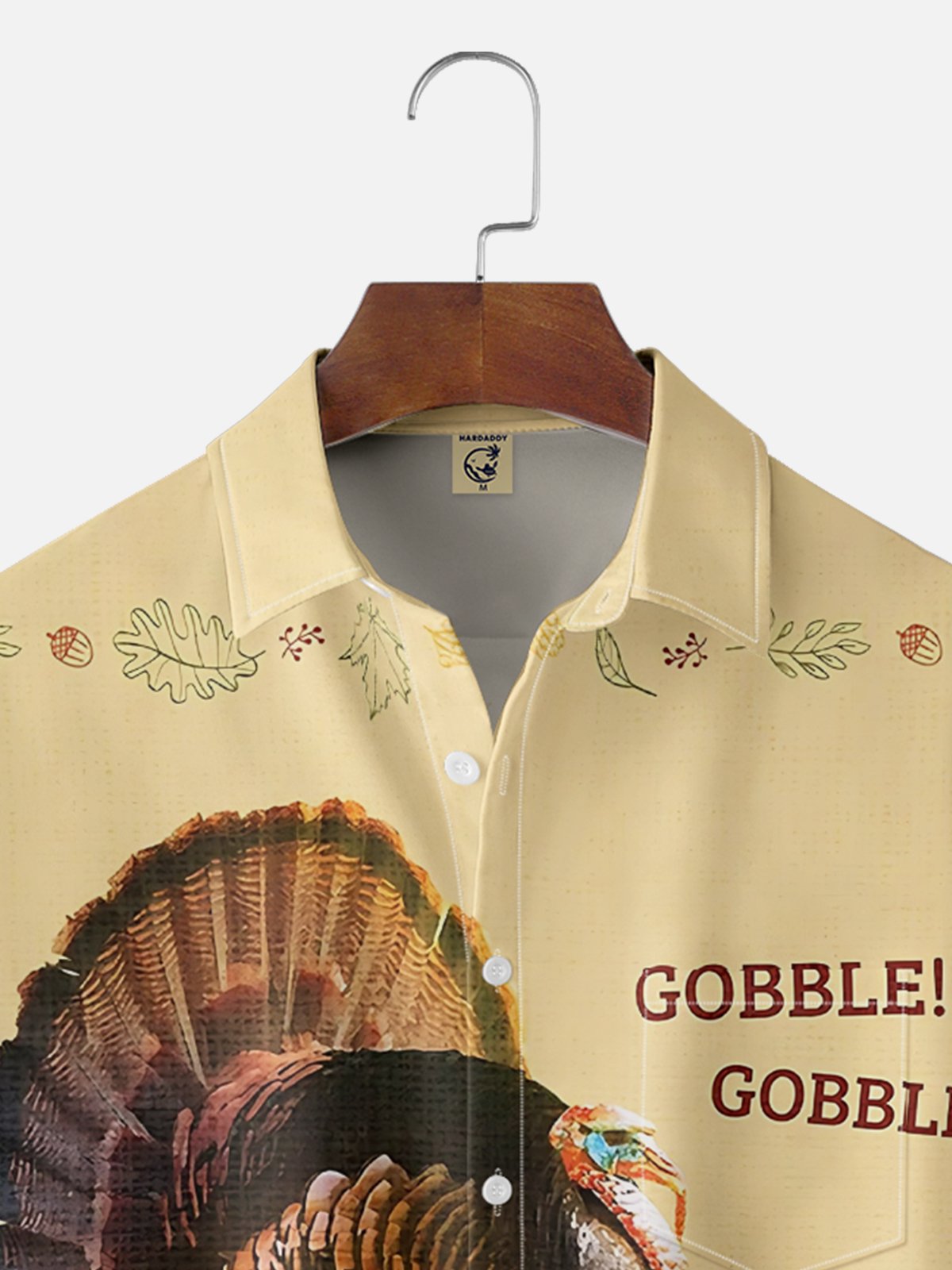 Moisture-wicking Thanksgiving Turkey "GOBBLE" Chest Pocket Casual Shirt