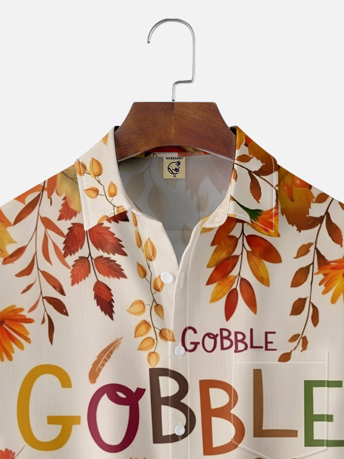 Moisture-wicking Thanksgiving Gobble Dog Turkey Chest Pocket Casual Shirt