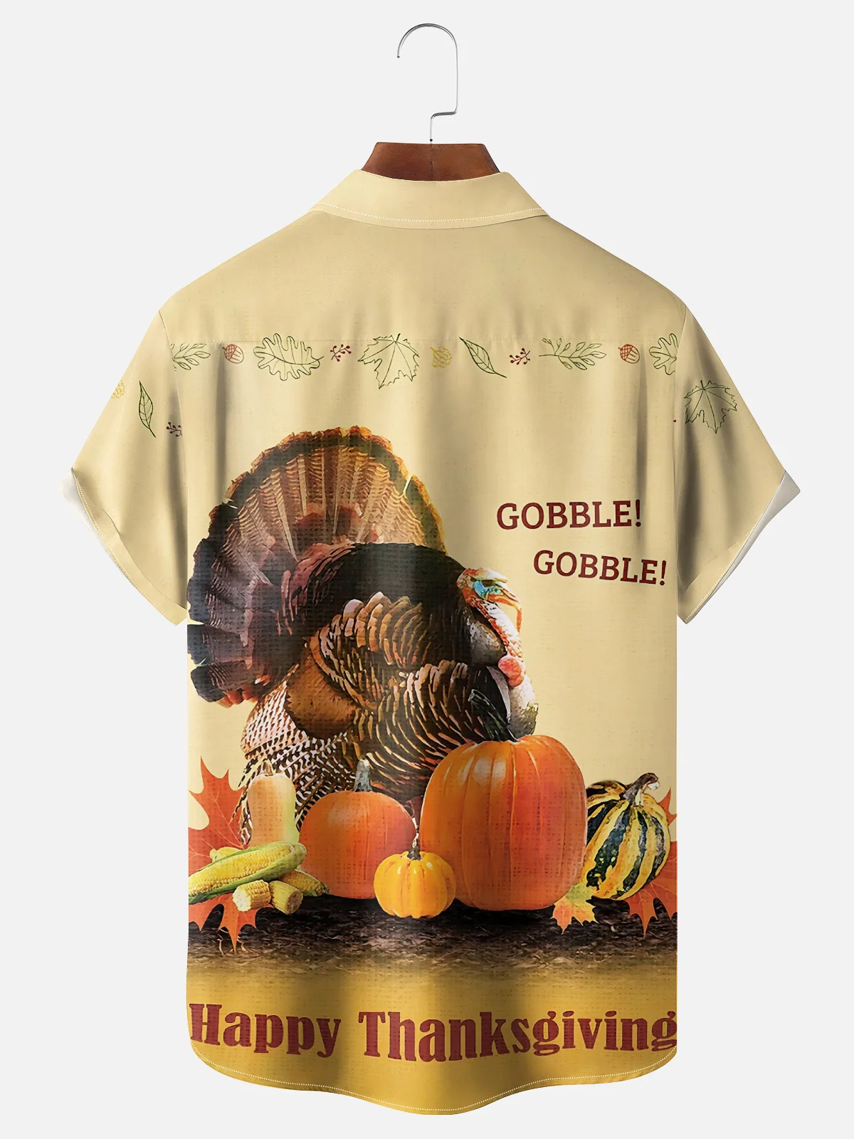 Moisture-wicking Thanksgiving Turkey "GOBBLE" Chest Pocket Casual Shirt