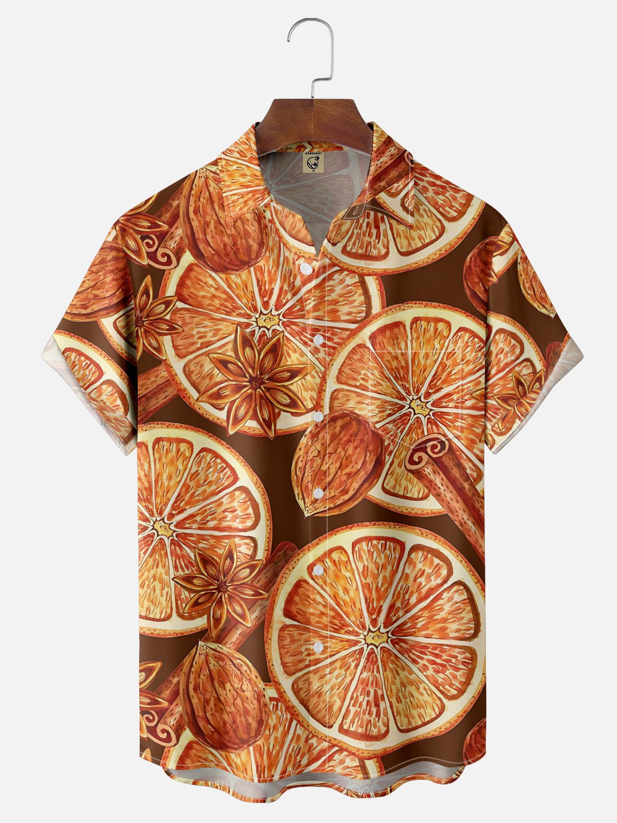 Moisture-wicking Orange Cinnamon Chest Pocket Casual Shirt
