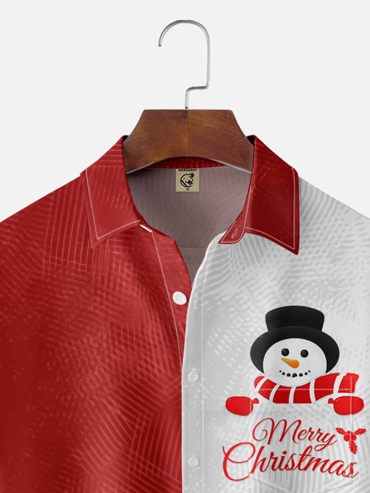 Moisture Wicking Christmas Snowman Chest Pocket Hawaiian Shirt