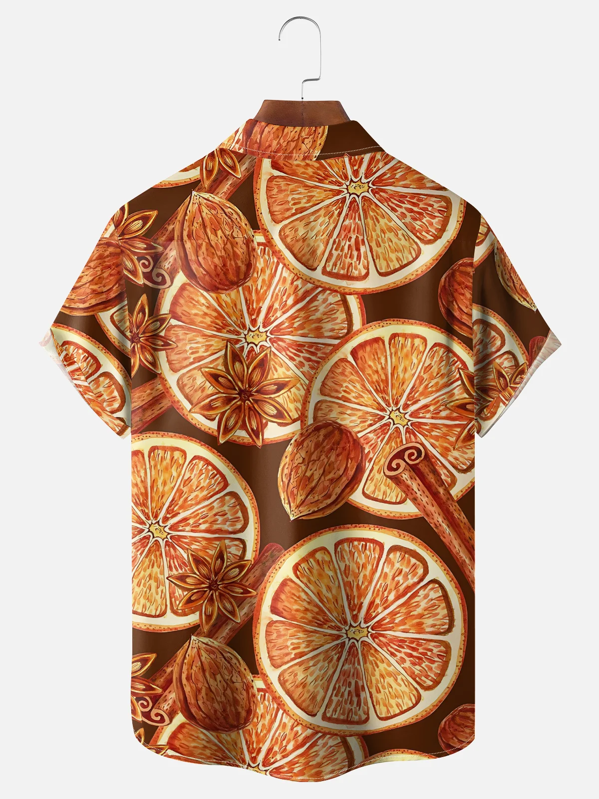Moisture-wicking Orange Cinnamon Chest Pocket Casual Shirt