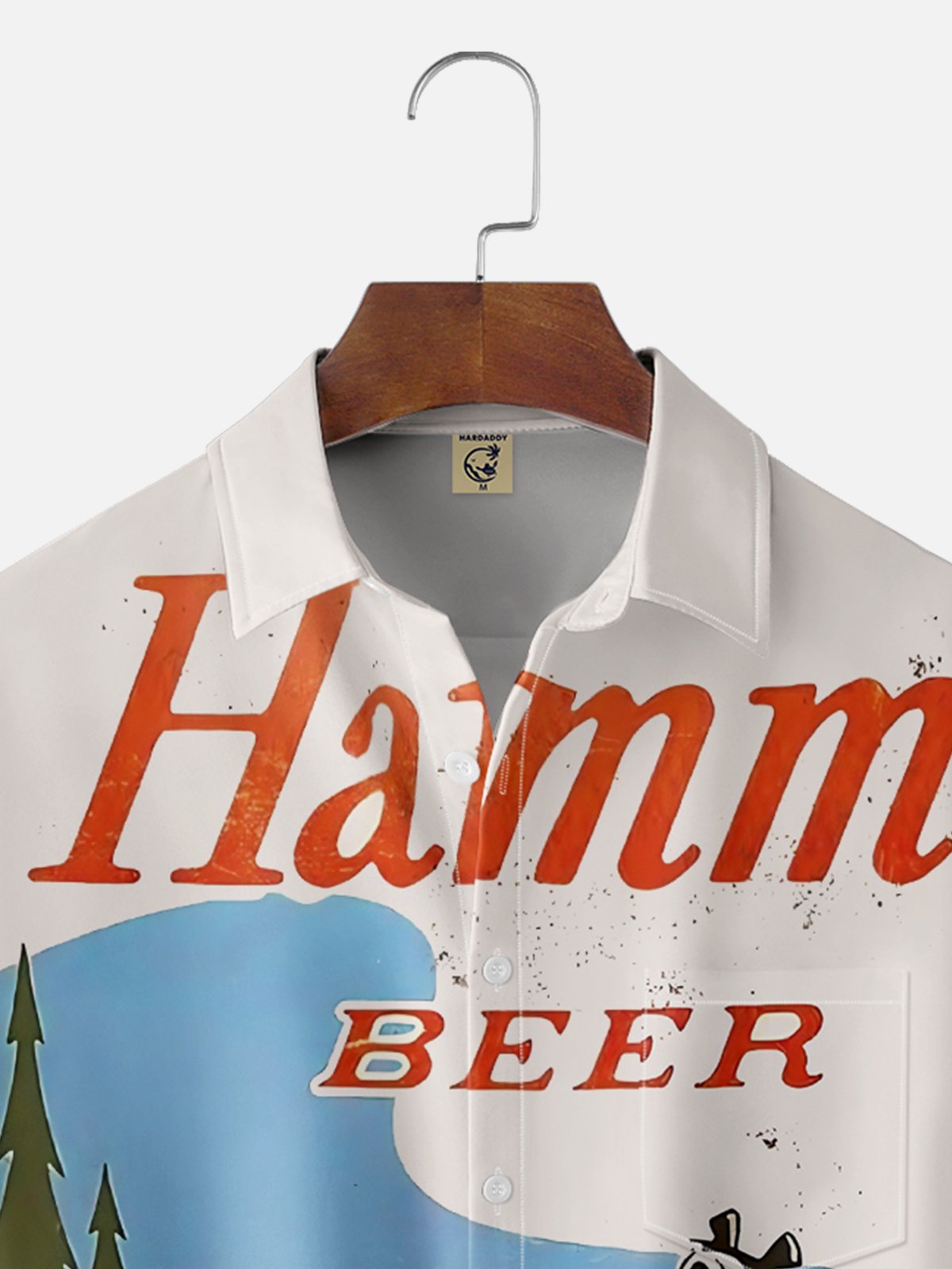 Moisture-wicking Cartoon Beer Chest Pocket Casual Shirt