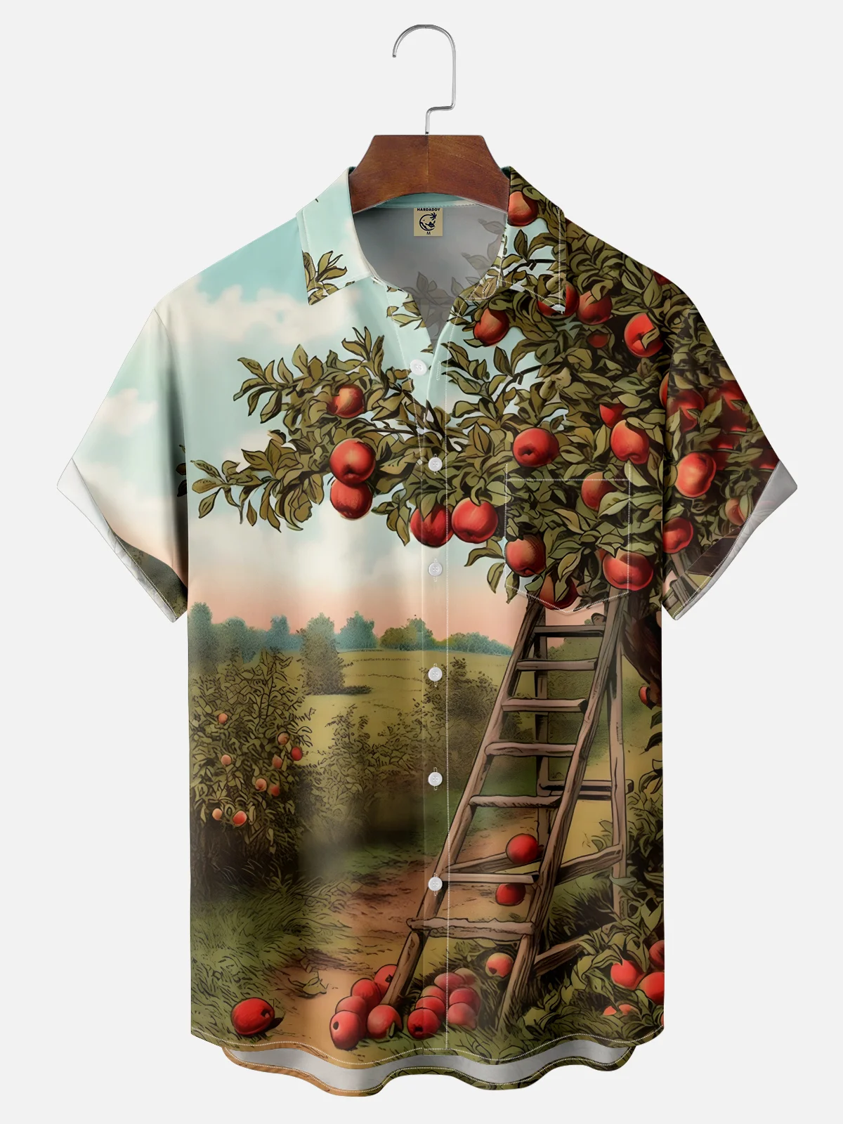 Moisture-wicking Harvest Apple Tree Thanksgiving Chest Pocket Casual Shirt