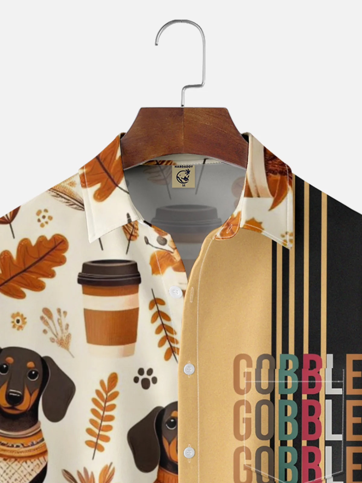 Moisture-wicking Thanksgiving Pumpkin Dachshund Chest Pocket Bowling Shirt