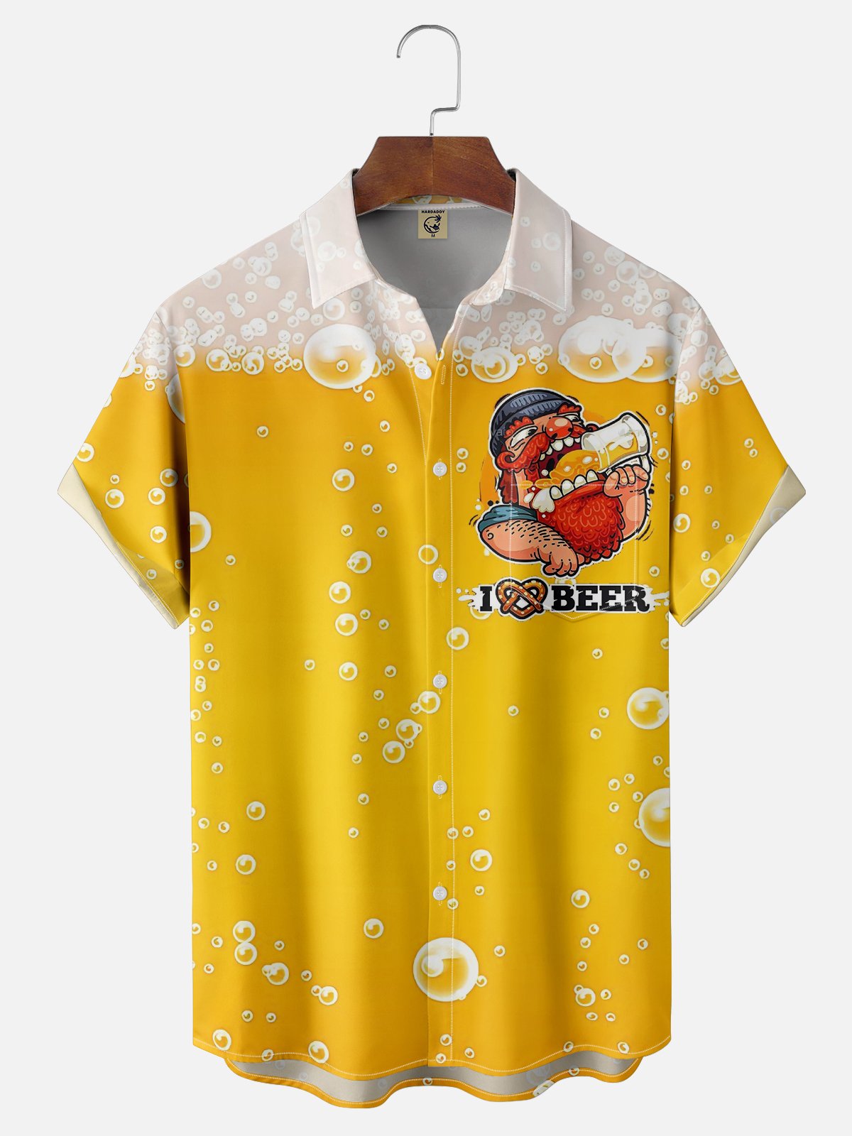 Moisture Wicking I Love Beer Chest Pocket Hawaiian Shirt