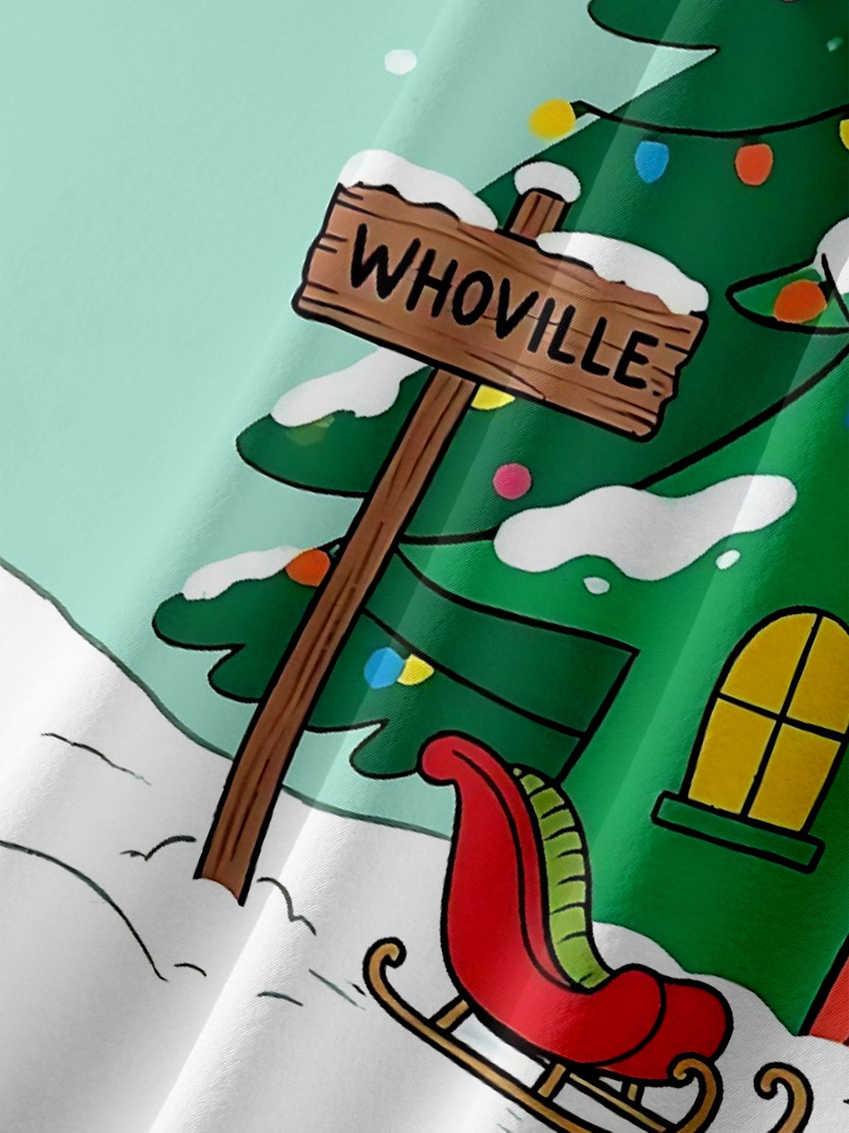 Moisture Wicking How the Grinch Stole Christmas WHOVILLE Chest Pocket Hawaiian Shirt